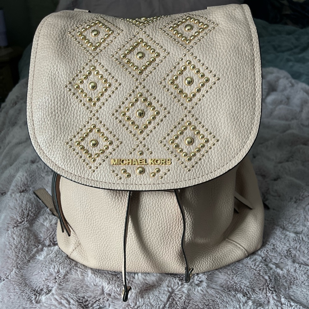 Michael Kors blush pink leather backpack